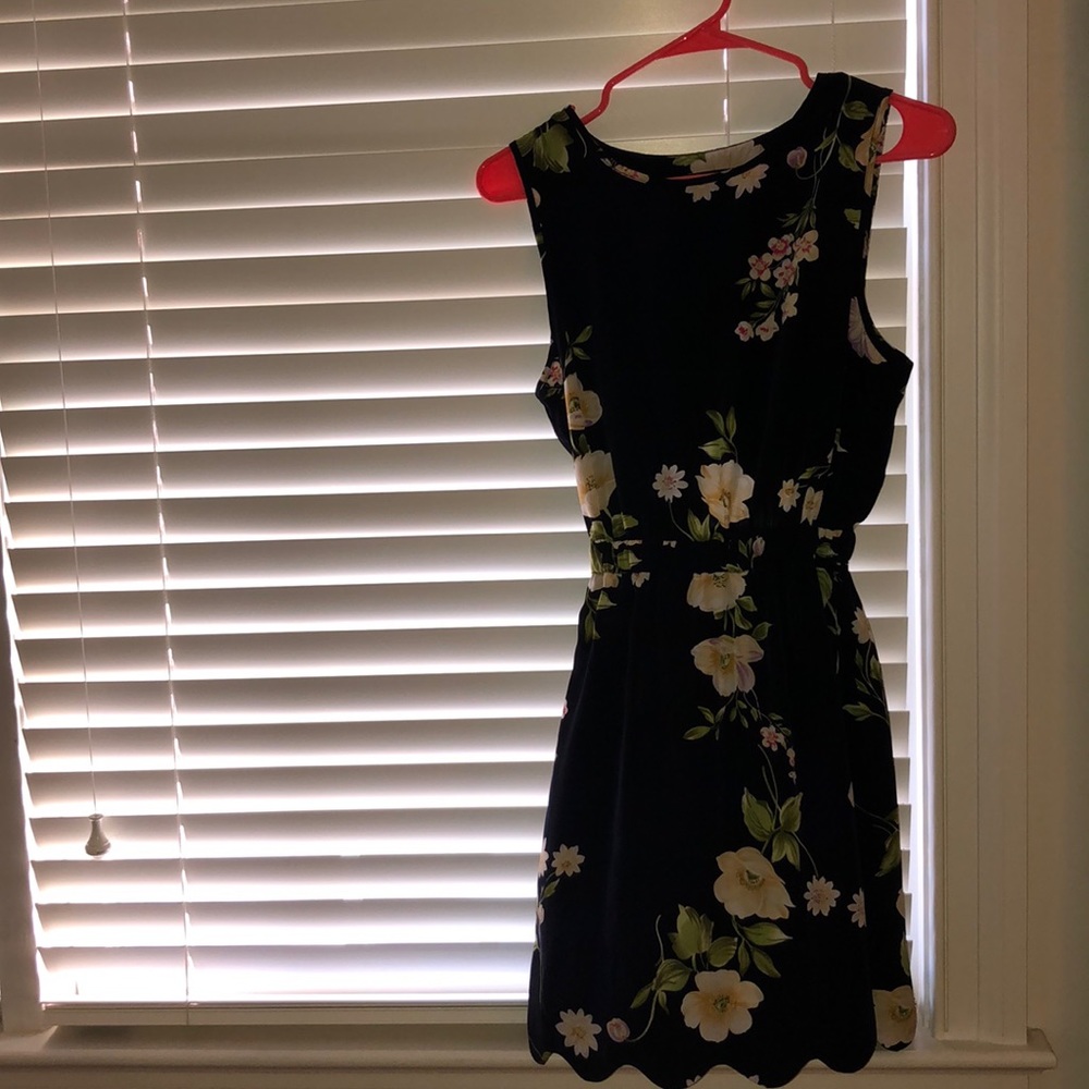 Black floral mini dress